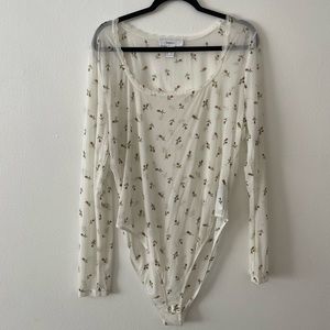 NWOT Forever 21+ Floral Mesh Bodysuit
